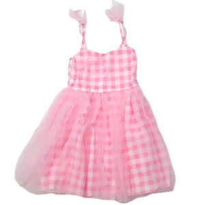 Unknown Brand Girls Pink Check Dress size: 6 Years